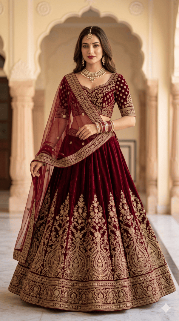 Royal Maroon Zardozi Bridal Lehenga
